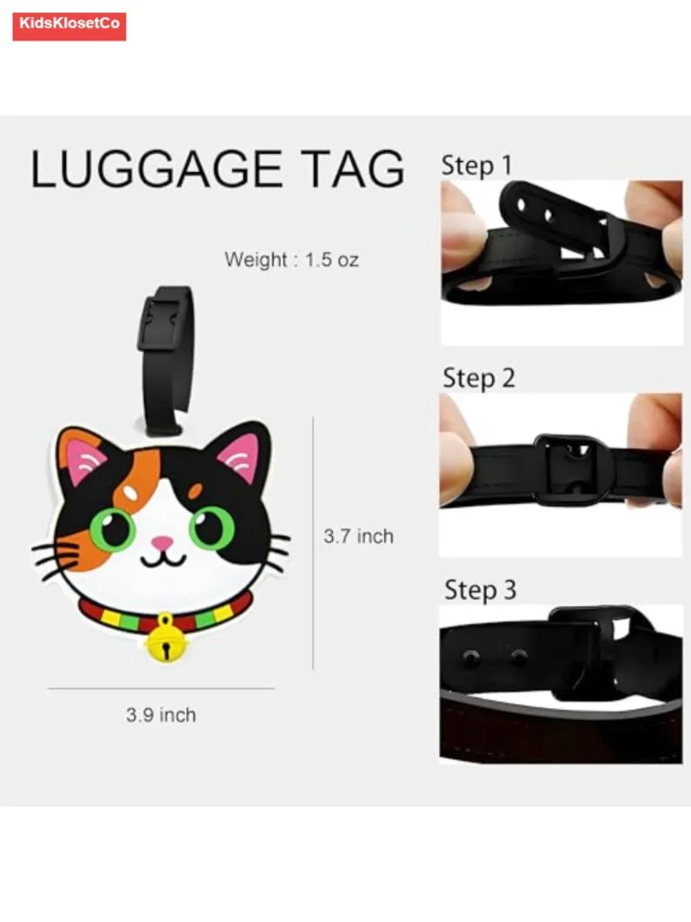 Silicone Luggage Tag Lucky Calico Cat Travel Name ID Tag Suitcase Backpack